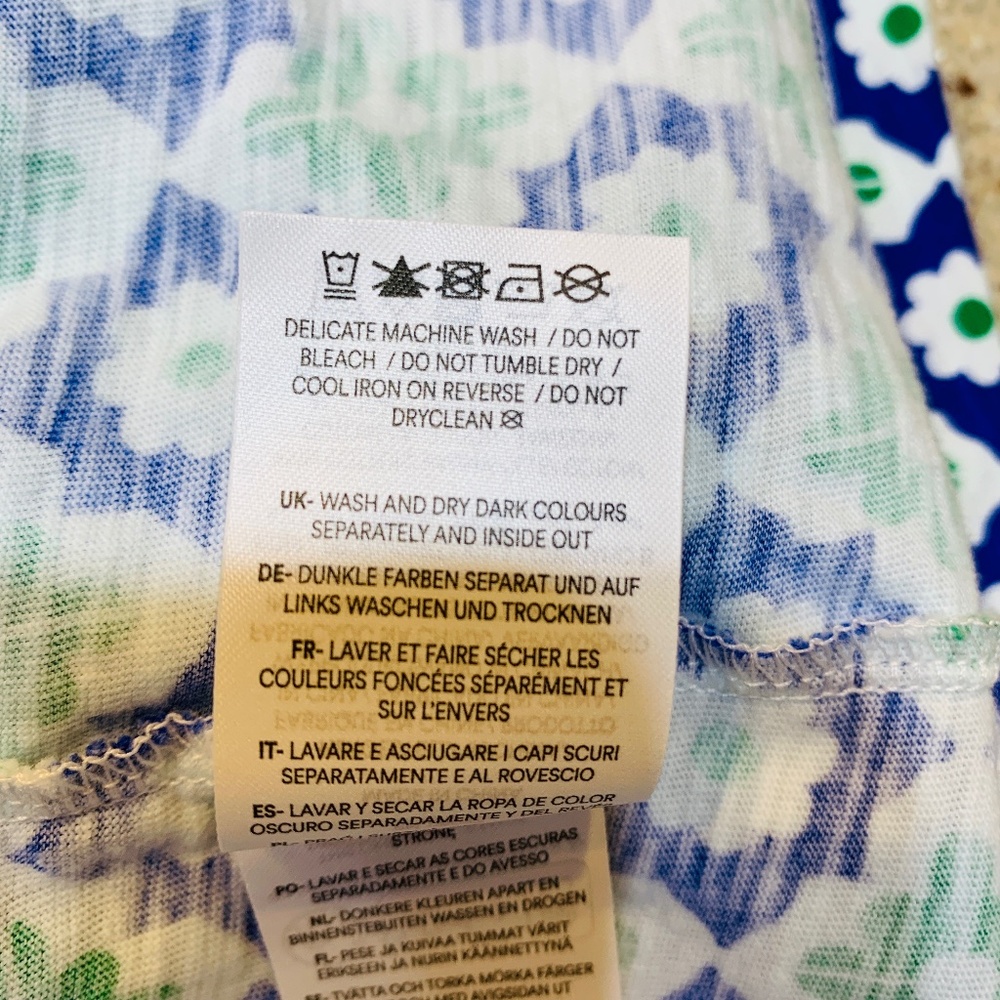 Boden Geometric Top US 12 Blue Green Tassel Tie Long Sleeve Preppy Casual Cotton - Picture 13 of 14